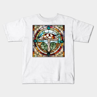 Monstera + Mushroom Stained Glass Kids T-Shirt